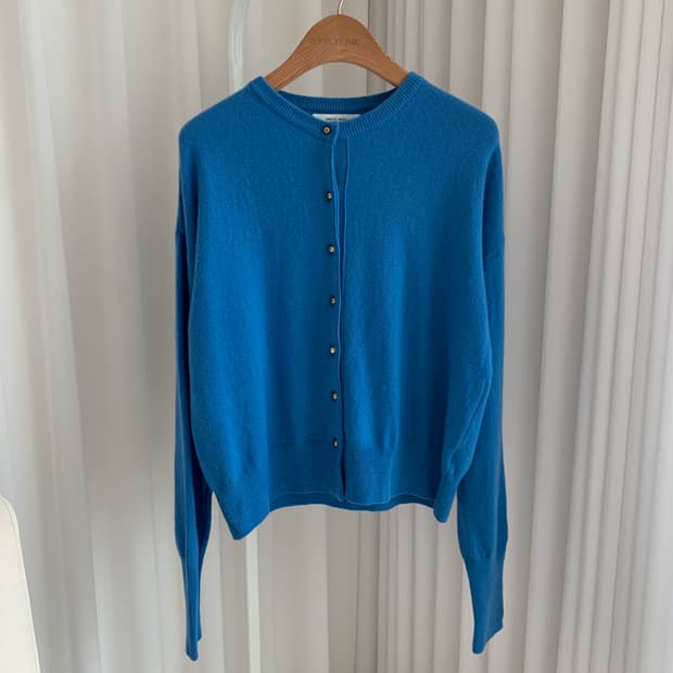 DRESS WELL 블루 캐시미어 파인울 가디건
