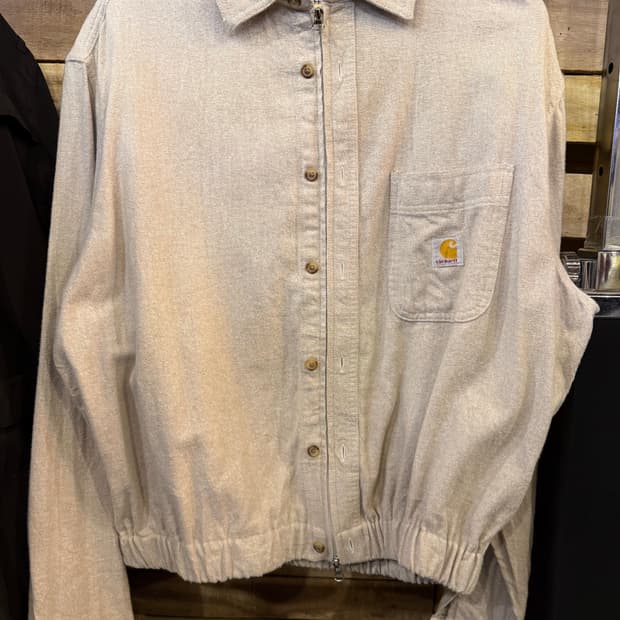 칼하트 오트밀 리메이크 크롭 셔츠 자켓