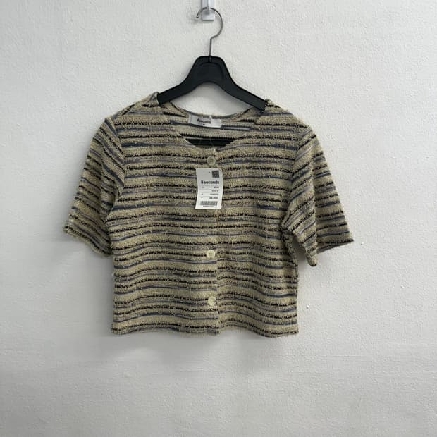 8세컨즈 스트라이프 반팔 가디건 (M)