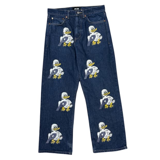 2022 팔라스 양면 오리 프린팅 배기 데님 청바지