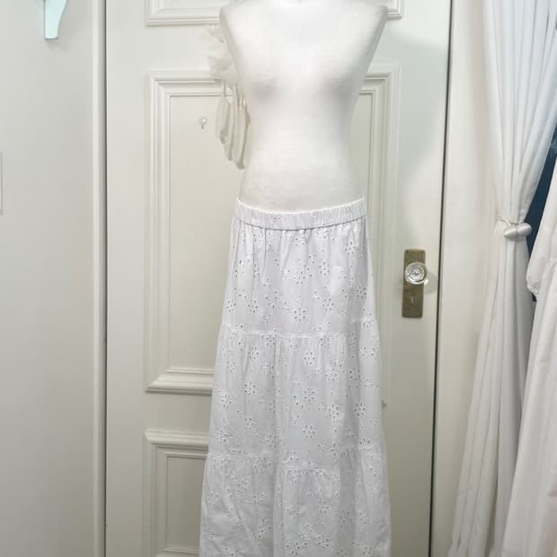 white cotton lace tired banding long ski