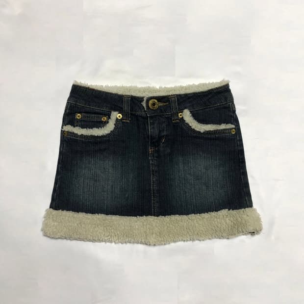 양털 데님 스커트