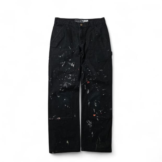 칼하트 블랙 더블니 페인티드 데미지 팬츠 워크팬츠 31