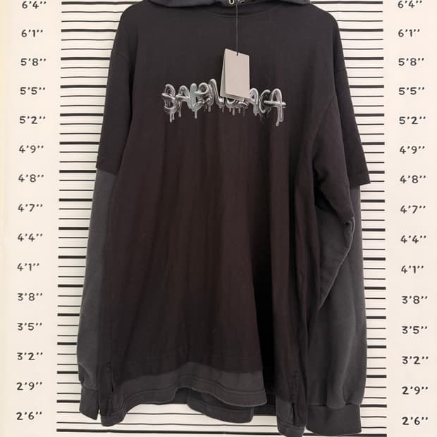 <정품>발렌시아가(Balenciaga) 슬라임 로고 더블 레이어드 후드