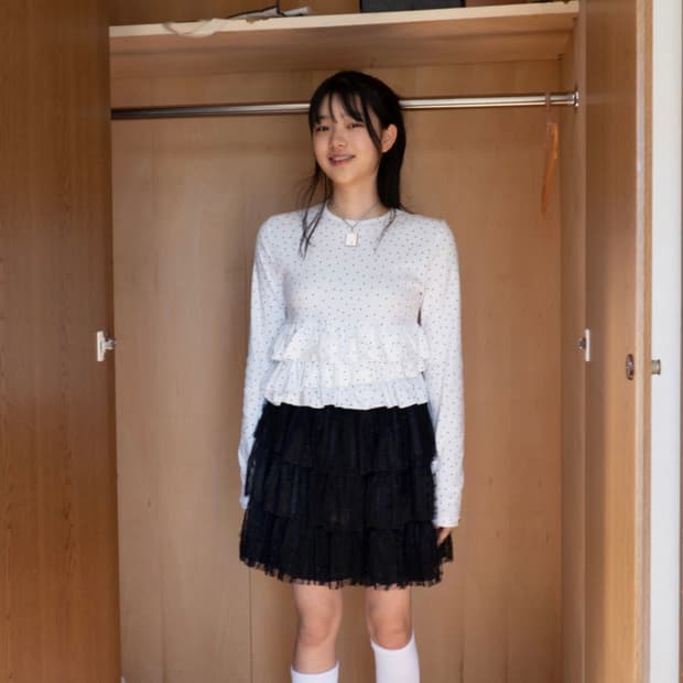 인앤양하모니 프릴 탑 땡땡이