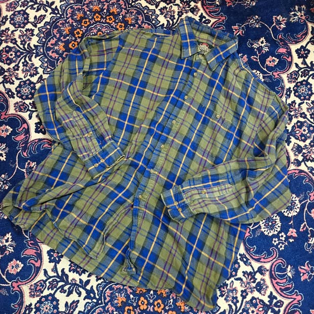 Creatiand Apparel Vintage 플란넬 체크 셔츠 XXL