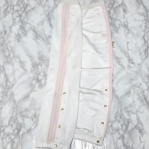 아디다스 삼선 흰핑 사이드 스냅 트레이닝 져지 트랙팬츠 바지