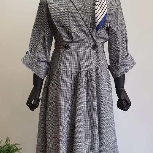 고방체크  플레어 원피스