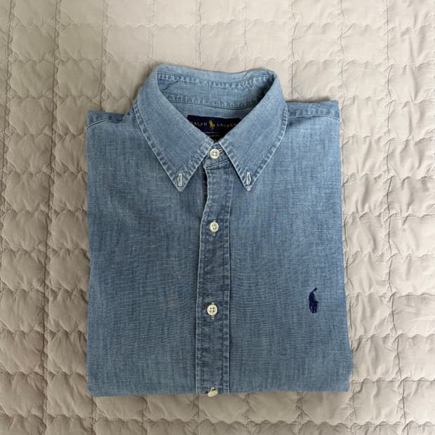 폴로 랄프로렌 데님 샴브레이 셔츠 슬림핏 L