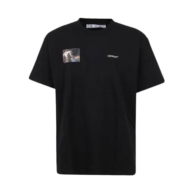 오프화이트 카라바지오 엔젤 오버 숏슬리브 티셔츠 블랙