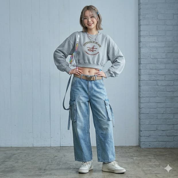 오버듀플레어 그래픽 크롭 맨투맨 스웨트셔츠