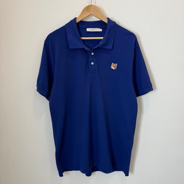 메종키츠네 폭스 카라 반팔티 블루