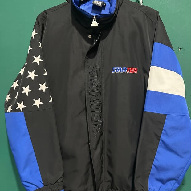 스타터 블랙 바람막이 성조기패턴 XL