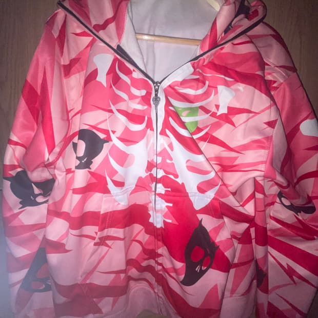 777mih 핑크카모 후드집업 L