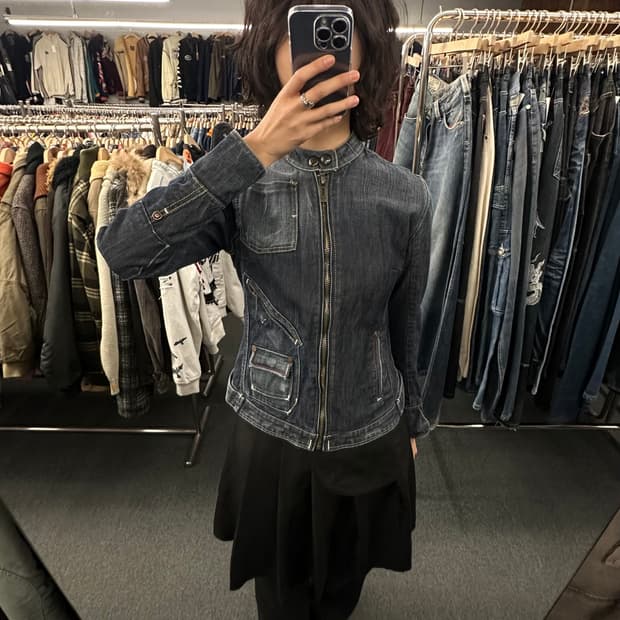 M) 지스타 빈티지 라이더 집업 데님자켓 청자켓