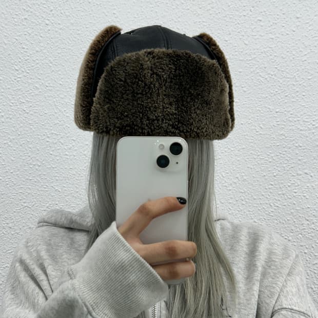 빈티지 뽀글이 가죽 군밤모자