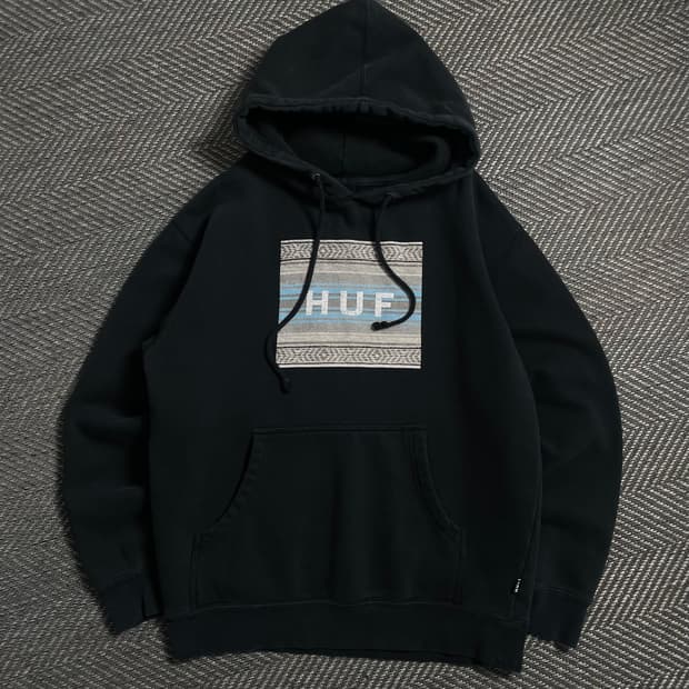 HUF 빅로고 박시핏 블랙 후드 티셔츠o 4749
