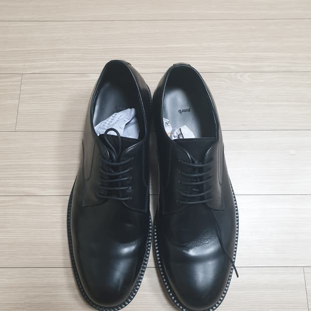 mmrd 검정색 남성용 가죽 더비슈즈(285E)