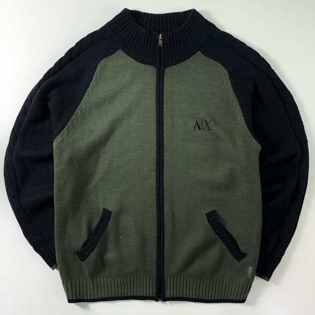 Armani exchange  알마니 익스체인지 램스울 카키 니트집업  