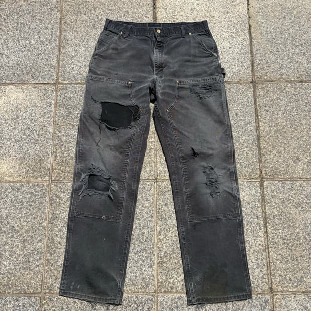 00s 칼하트 블랙 더블니 워크팬츠