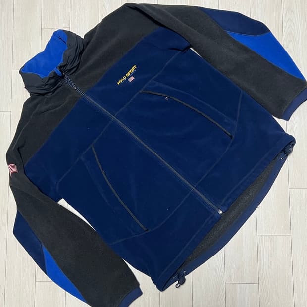 90s폴로스포츠성조기폴라텍후리스점퍼 L사이즈