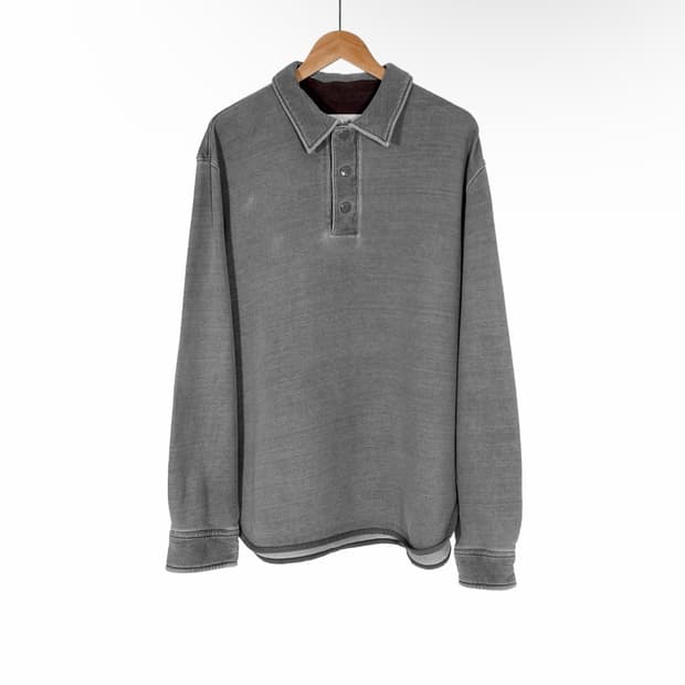 [52] 솔리드옴므 남성 가먼트다잉 워싱 카라 맨투맨 티셔츠 차콜 그레이