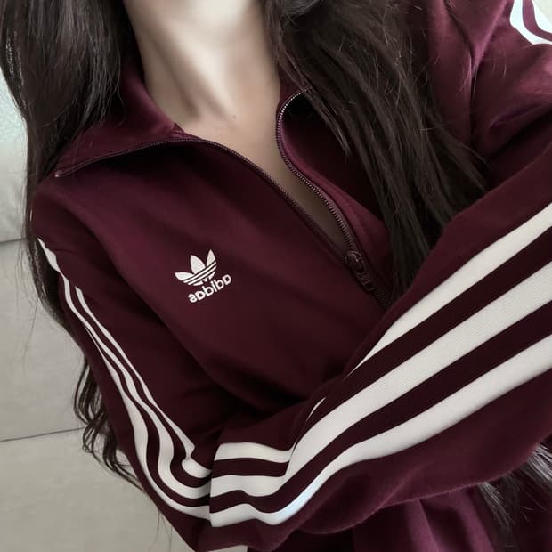 아디다스 마룬 버건디 투웨이 져지