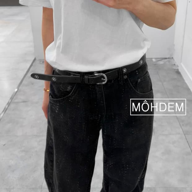 [Unisex]플라워 스터드 웨스턴 찡 벨트