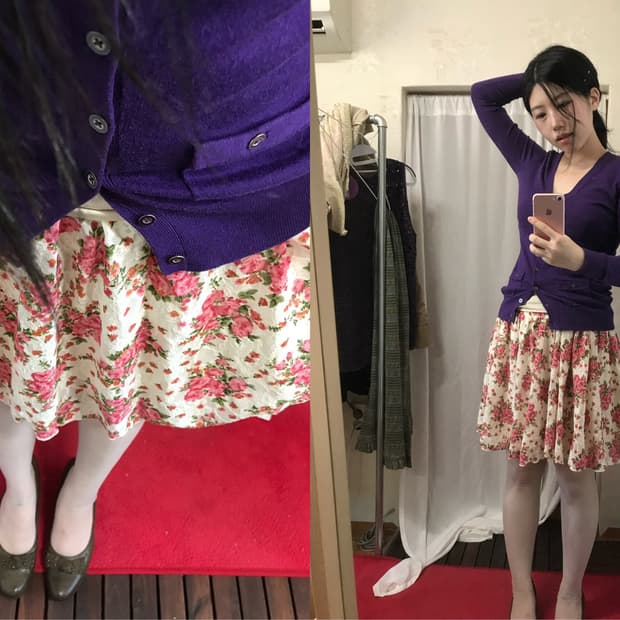 vintage flower mesh short skirt