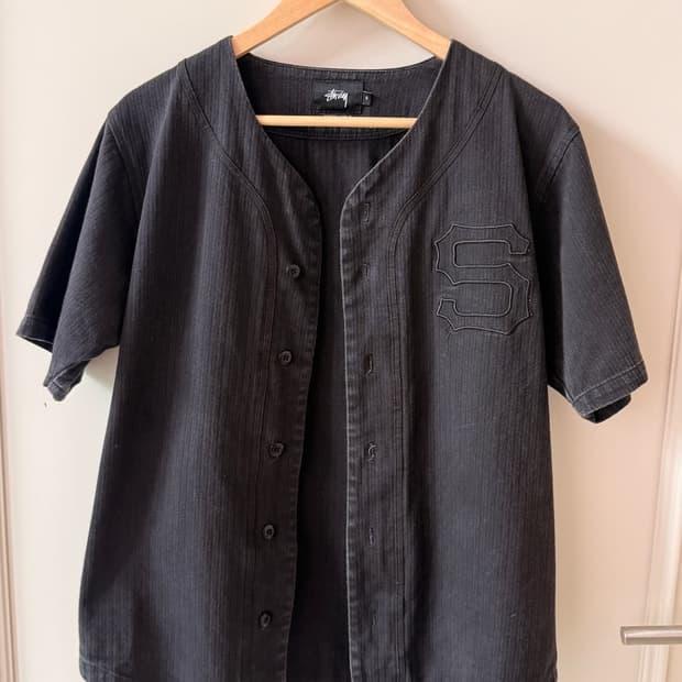 스투시 (STUSSY) 흑청 베이스볼 자켓