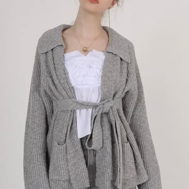 소프트서울 벨트 니트 가디건