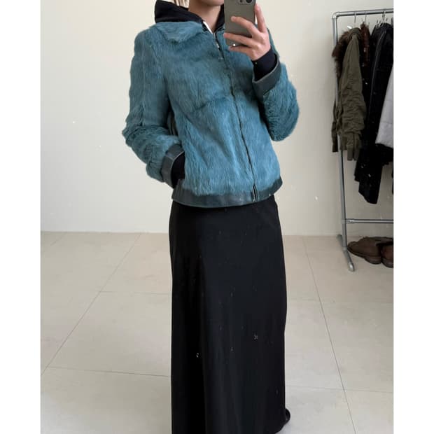 빈티지 래빗퍼 양가죽 자켓
