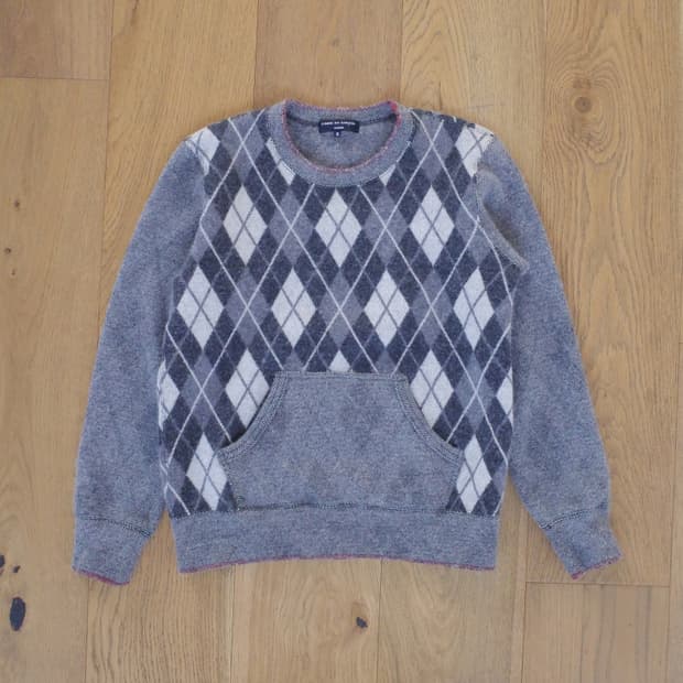 꼼데가르송 체크 니트