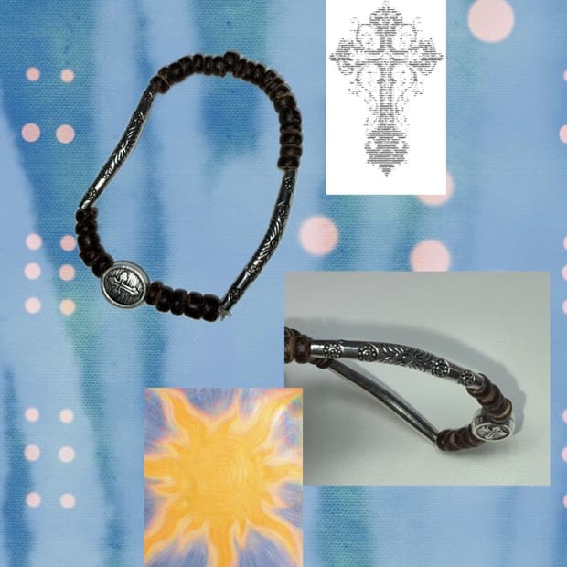 빈티지 비즈 십자가 팔찌 / vintage wood bracelet