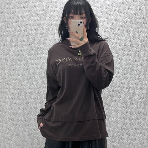메종미네드 빈티지 초코브라우니 레이어드 롱슬리브 S C11545
