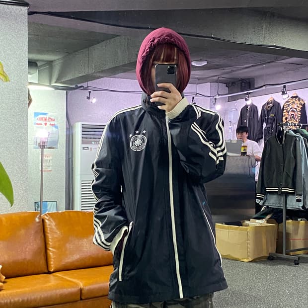 아디다스 독일 국대 흰검 후드 바람막이 B2444