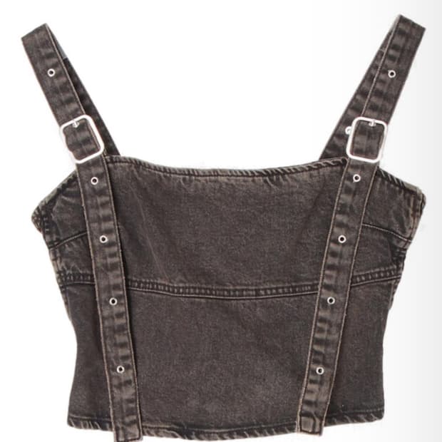 자라 워싱 데님 민소매 탑