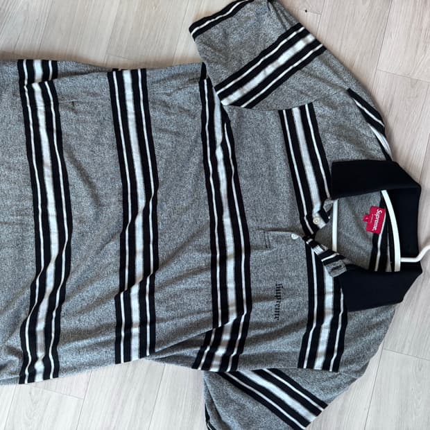 슈프림 17ss 스트라이프 폴로티 L