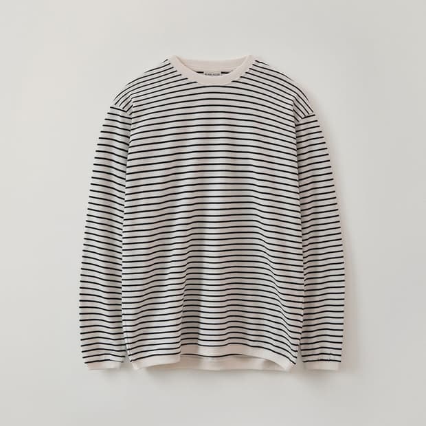 블랭크룸 피케 스트라이프 롱슬리브 긴팔티셔츠 아이보리