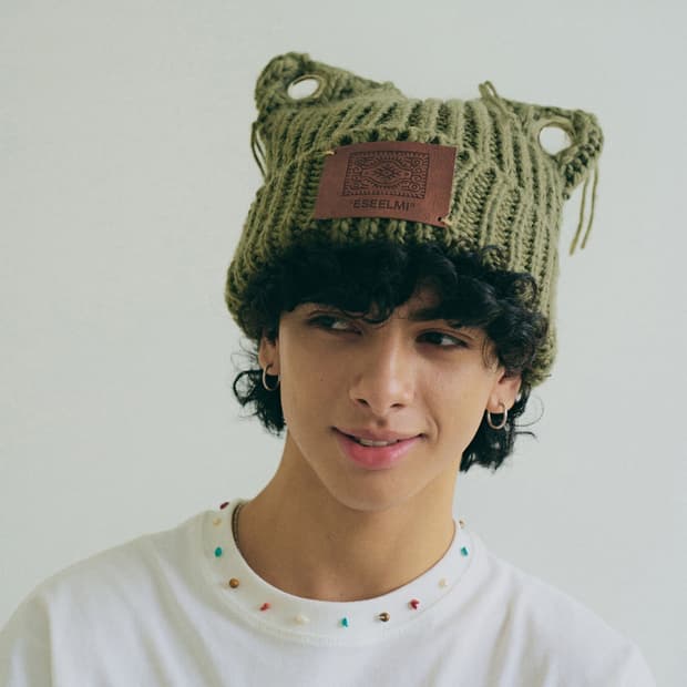 에씰미 Rectangle eyelet 니트 햇 비니