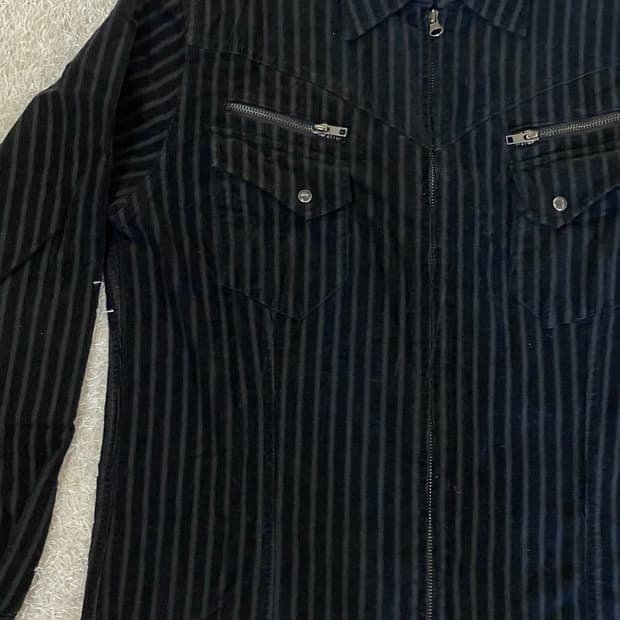 Rush hour 벨벳 스트라이프 셔츠자켓