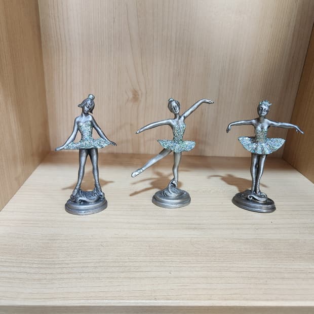 주석 발레리나 장식 피규어 3개 세트