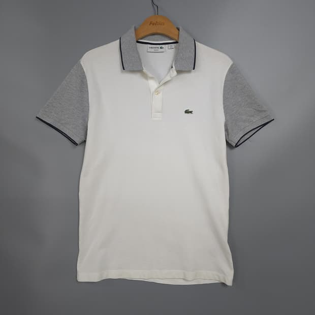 남성용 라코스테 Lacoste 슬림핏 배색 카라 반팔티 95