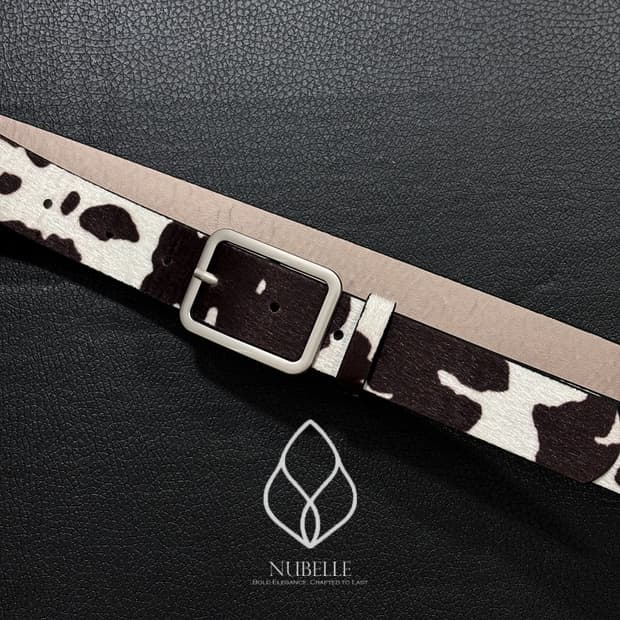 🌗 Cow hair belt / 카우 송치털 호피 벨트 크림