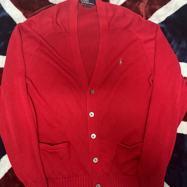 폴로 랄프로렌 레드 면 가디건 105~110