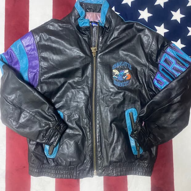 NBA 90s 샬럿 호네츠 스타터 가죽자켓