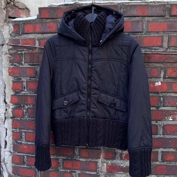 울리치 투웨이 니트 믹스 크롭 패딩 