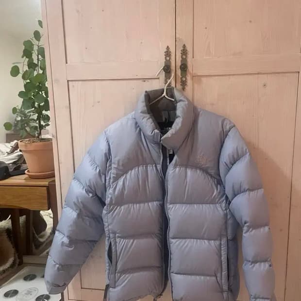 노스페이스 눕시 라이트블루 패딩 여성 M