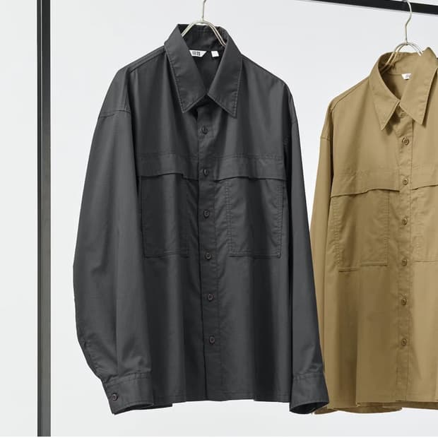 유니클로 르메르 U 유틸리티 오버사이즈 긴팔 셔츠 (08 다크그레이) L