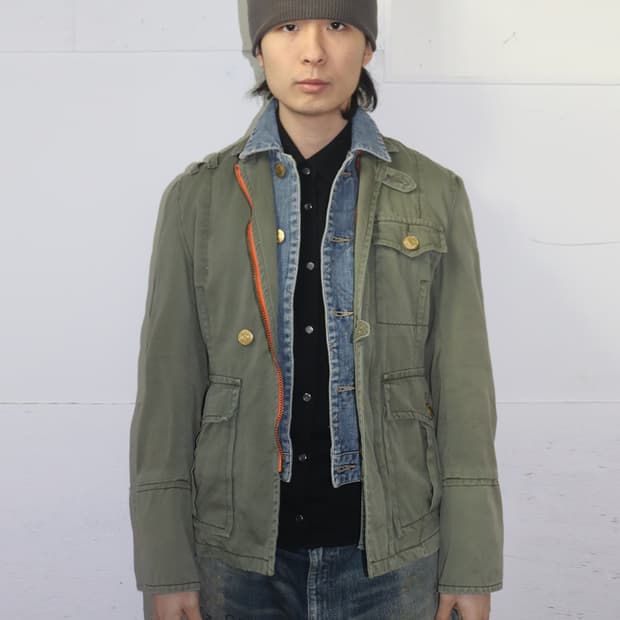 디스퀘어드2 05SS 데님 레이어드 밀리터리 자켓 올리브